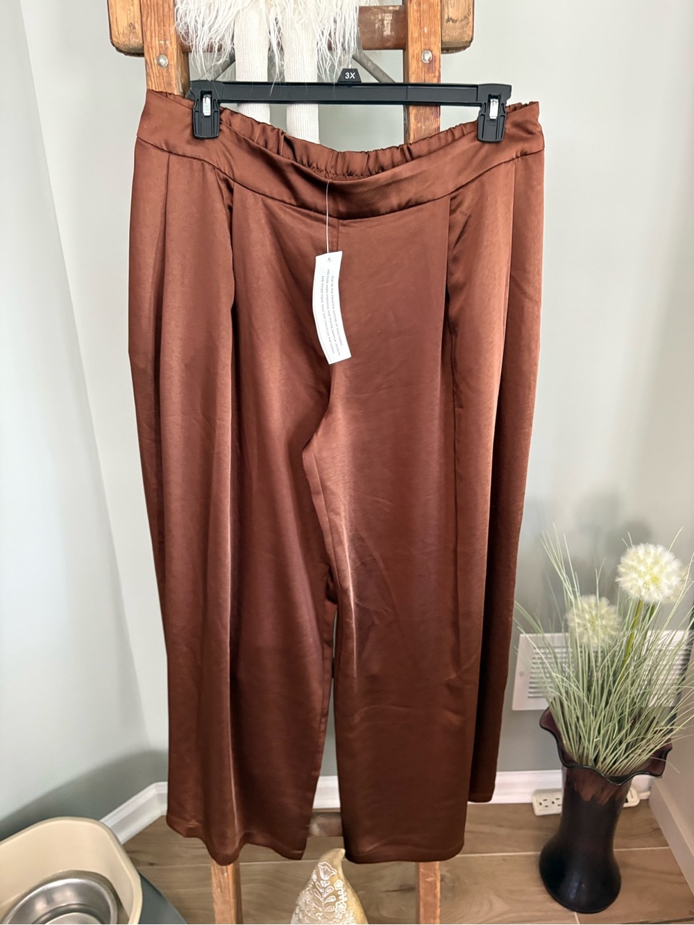Brown Wide-Leg Pants NWT Wynne Collection